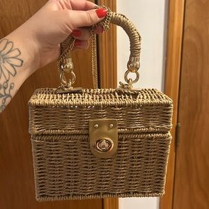 Basket bag with gold hardware